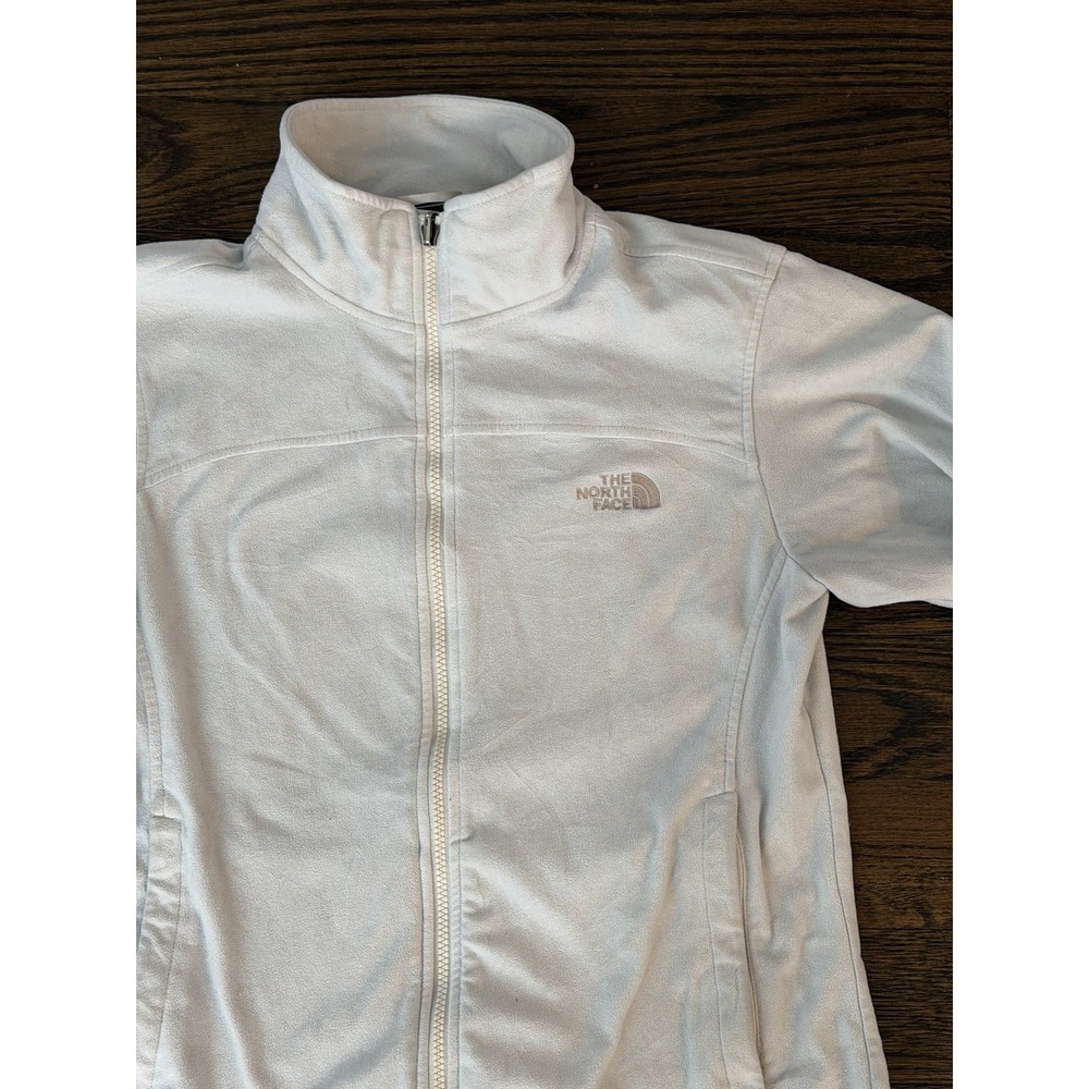 The North Face Womens Medium Full Zip Fleece Jacket Coat White Fall